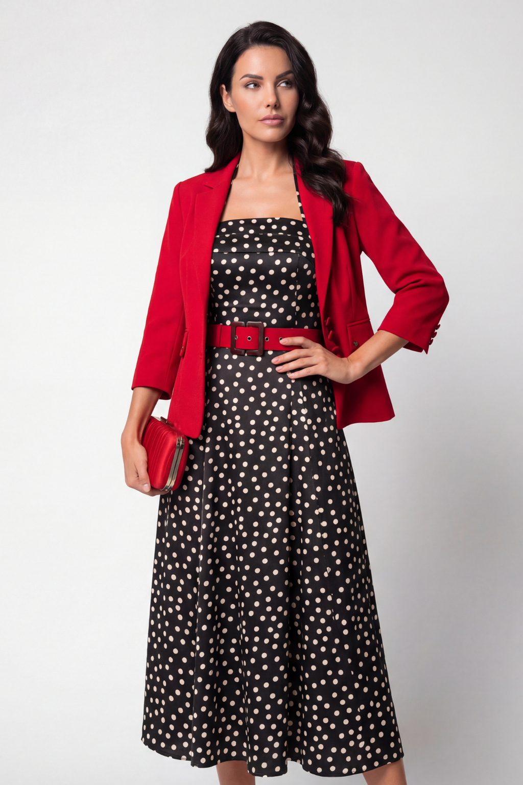 Black Polka Dot Strapless Dress, Melissa