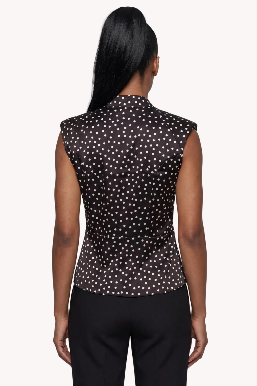 Black Polka Dot Satin Blouse, Talia