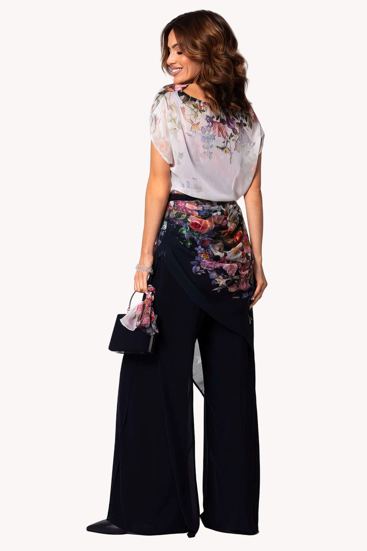 Navy Floral Two Layer Jumpsuit, Tina