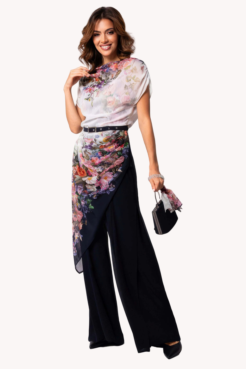 Navy Floral Two Layer Jumpsuit, Tina