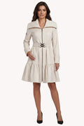 Beige Cotton Short Tailored Coat, Iris