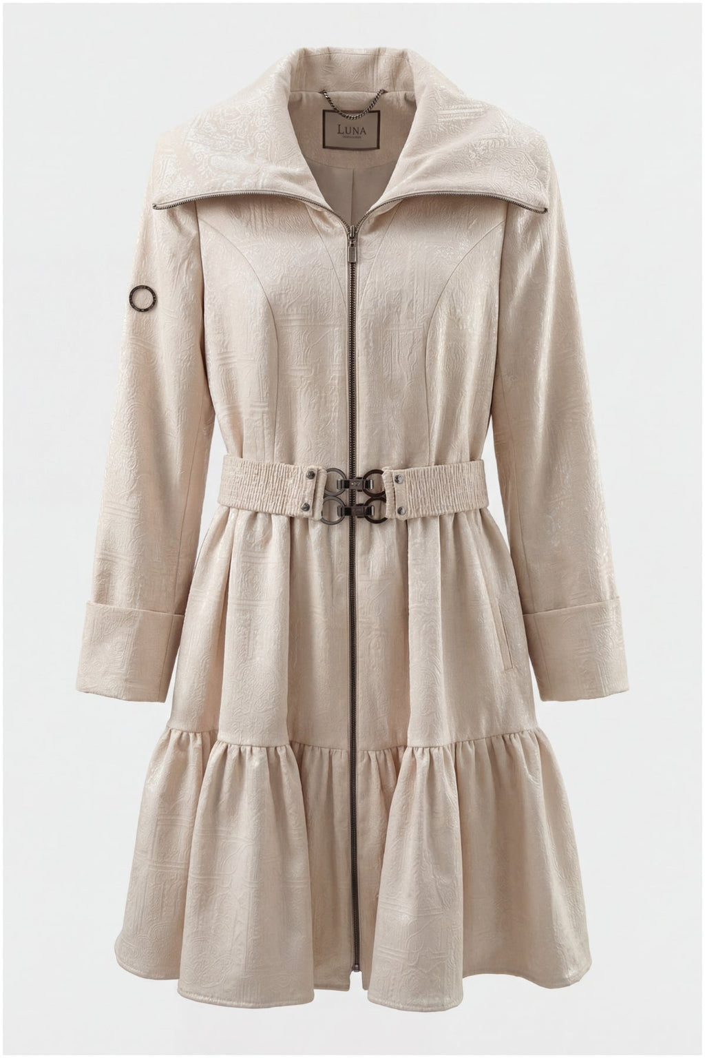Beige Cotton Short Tailored Coat, Iris