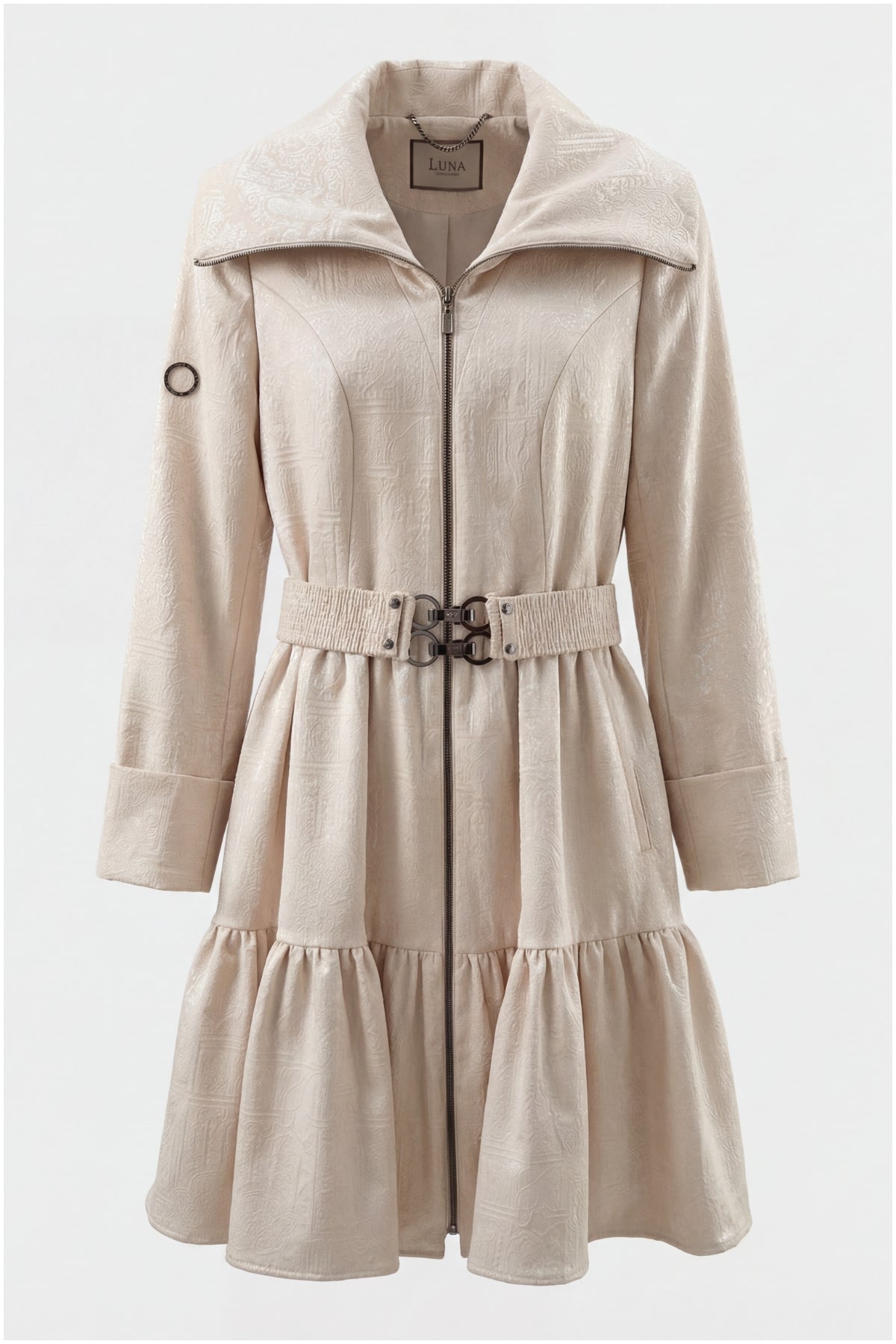 Beige Cotton Short Tailored Coat, Iris
