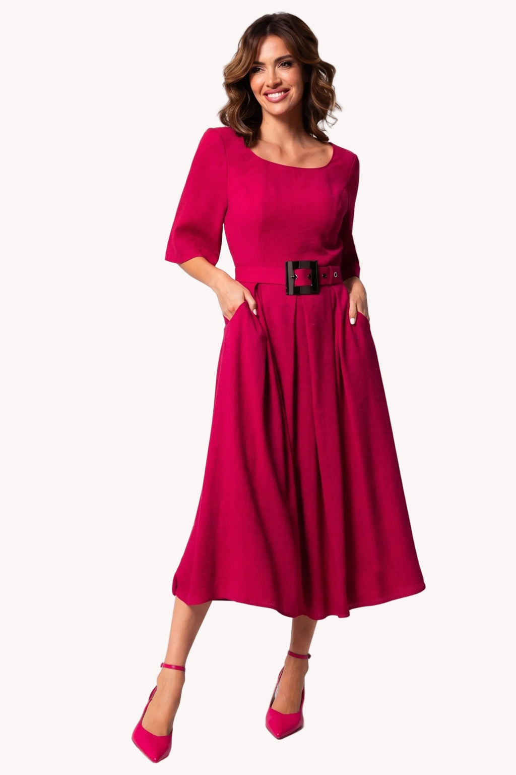 Pink Elegant Midi Dress, Charlotte