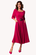 Pink Elegant Midi Dress, Charlotte