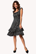 Black Polka Dot Ruffle Dress, Betty