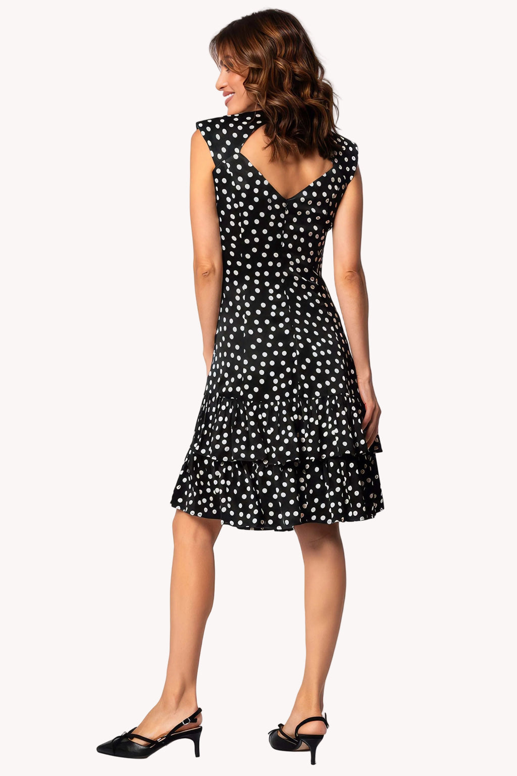 Black Polka Dot Ruffle Dress, Betty