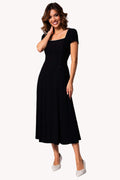 Black Elegant Midi Dress, Rina