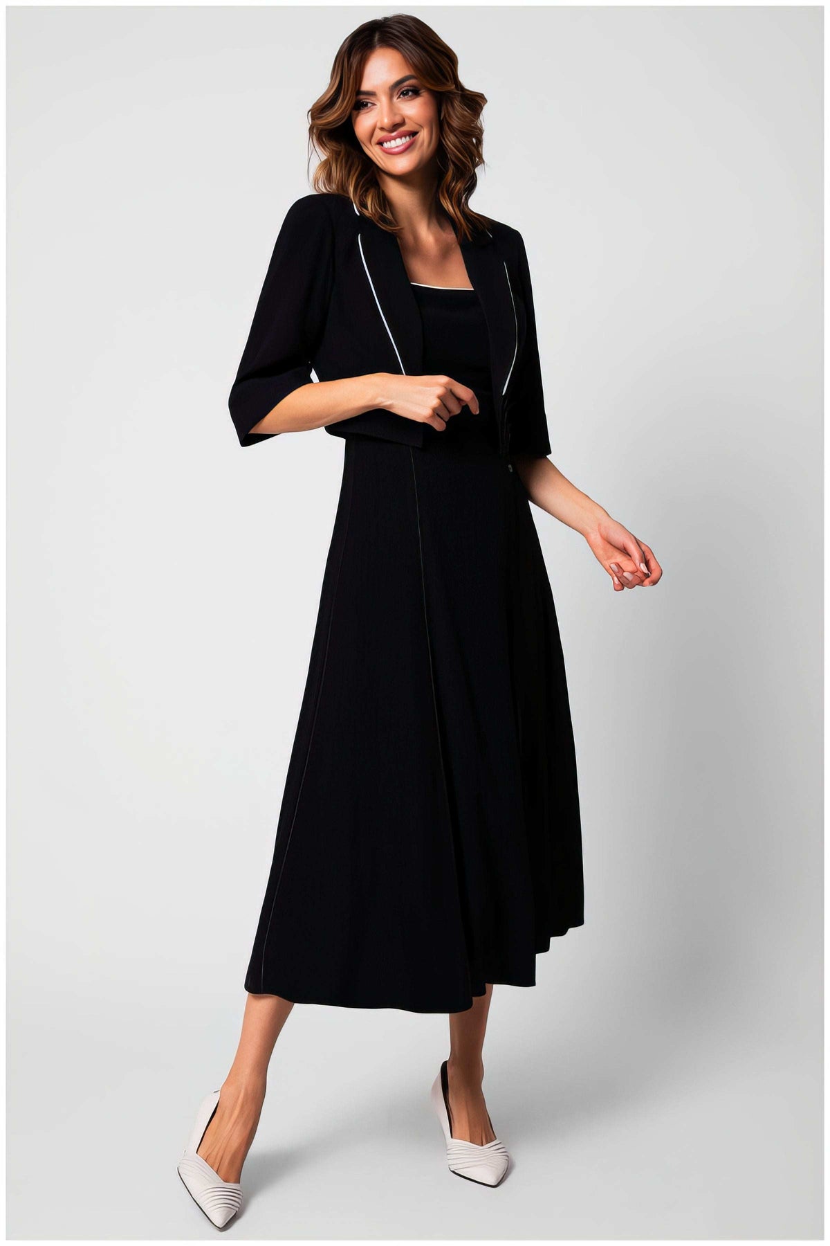 Black Elegant Midi Dress, Rina