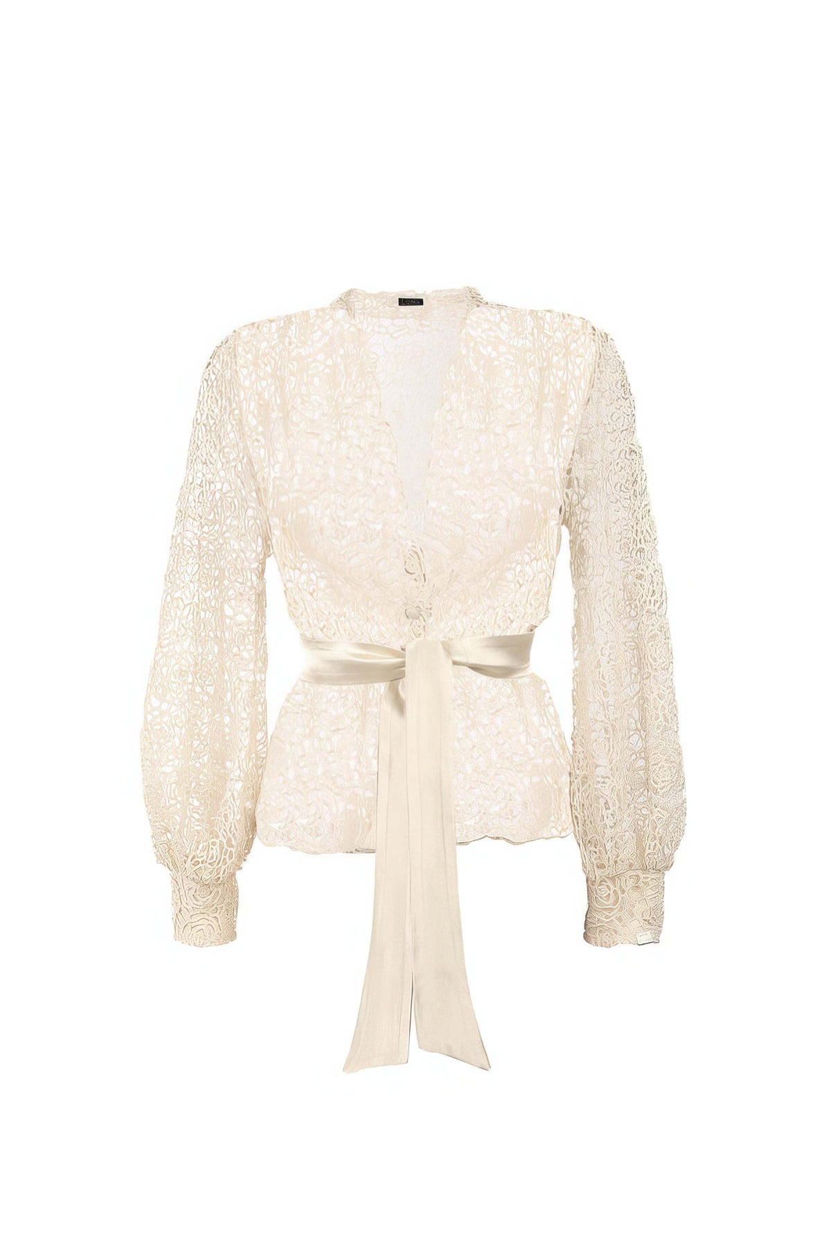 Ivory Lace Belted Sweater, Jody