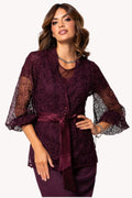 Burgundy Lace Belted Sweater, Jody