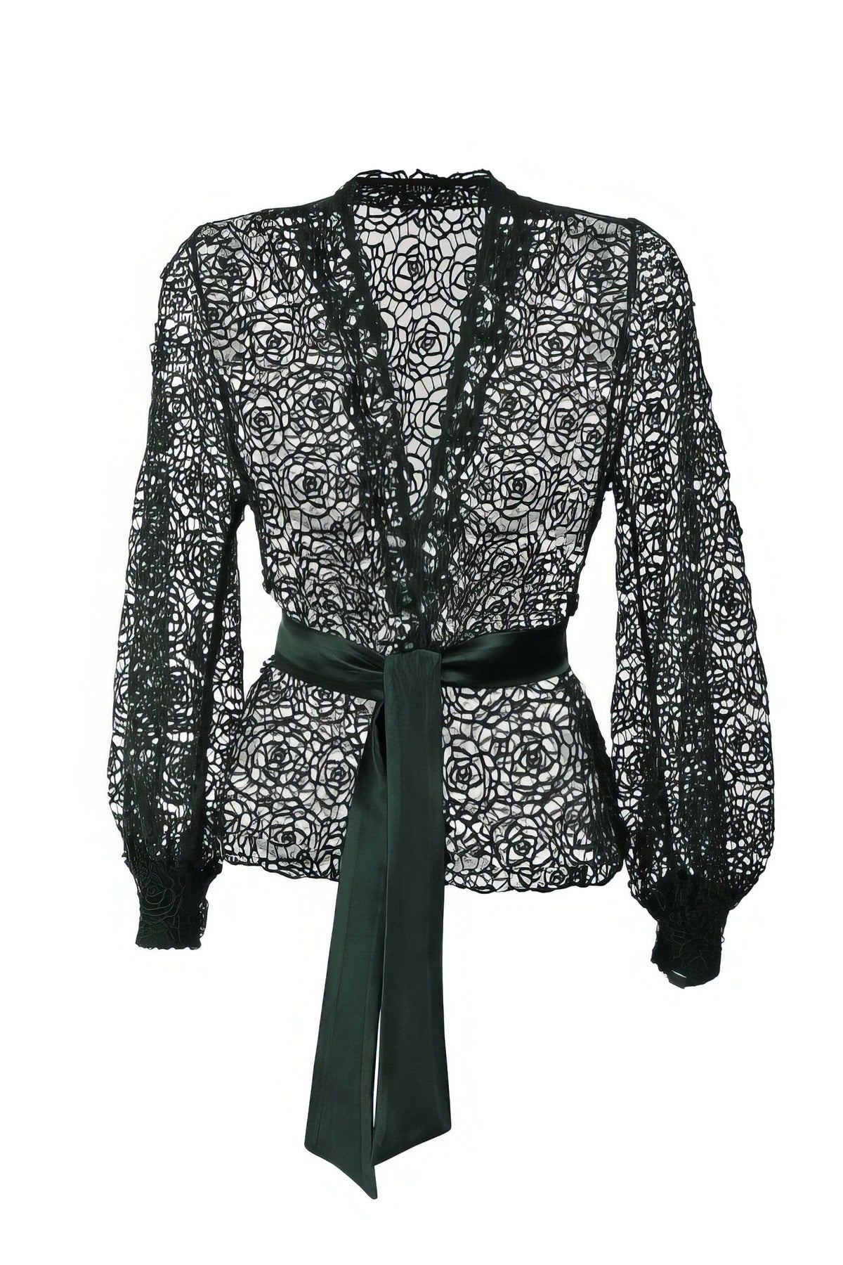 Green Lace Belted Sweater, Jody
