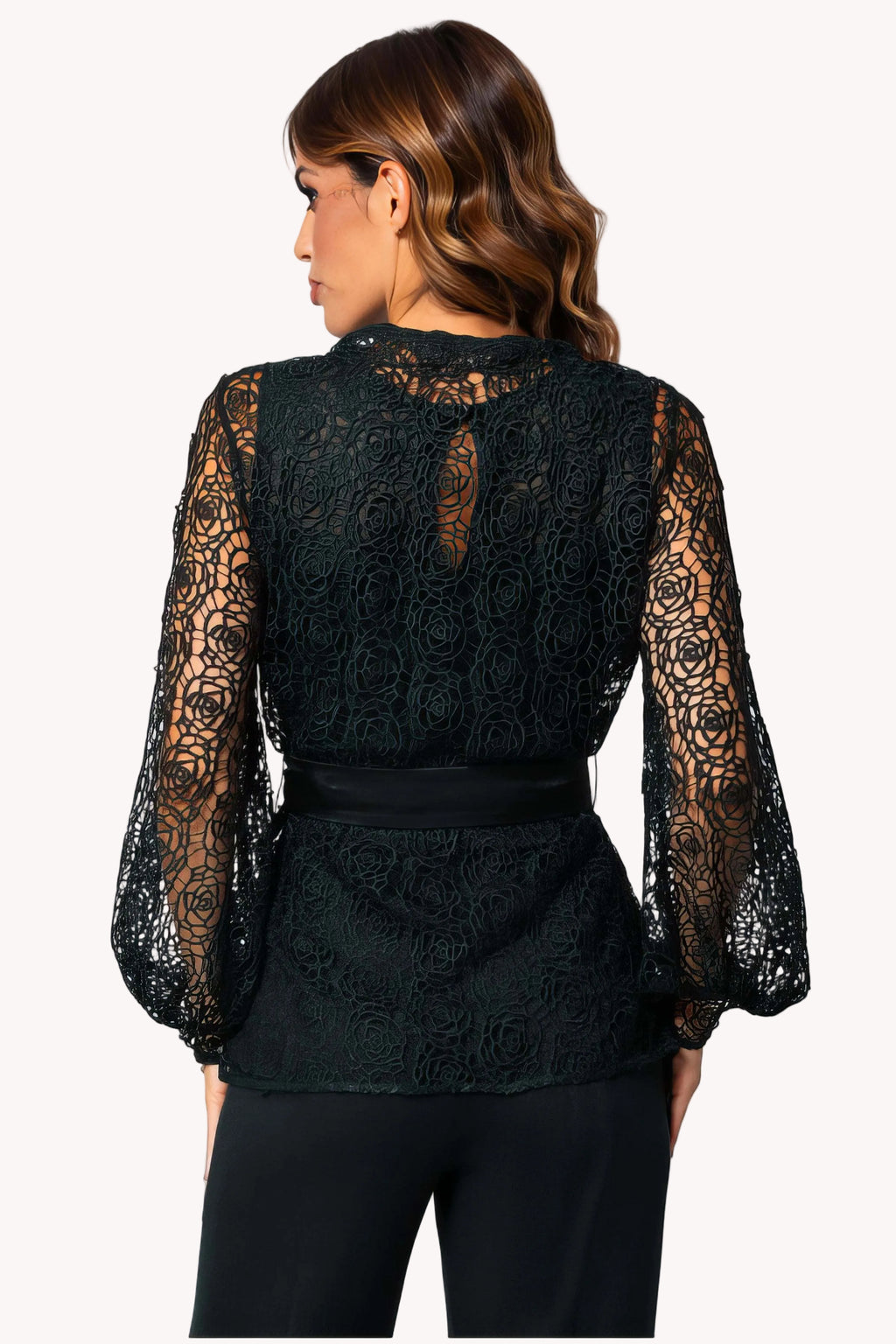 Green Lace Belted Sweater, Jody