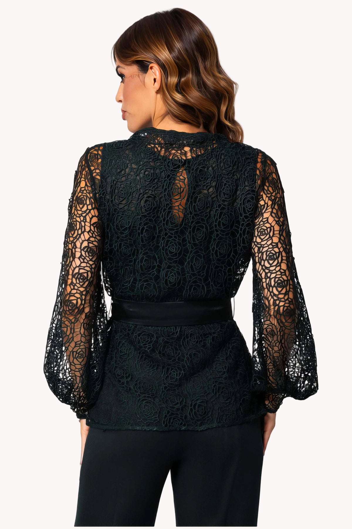 Green Lace Belted Sweater, Jody