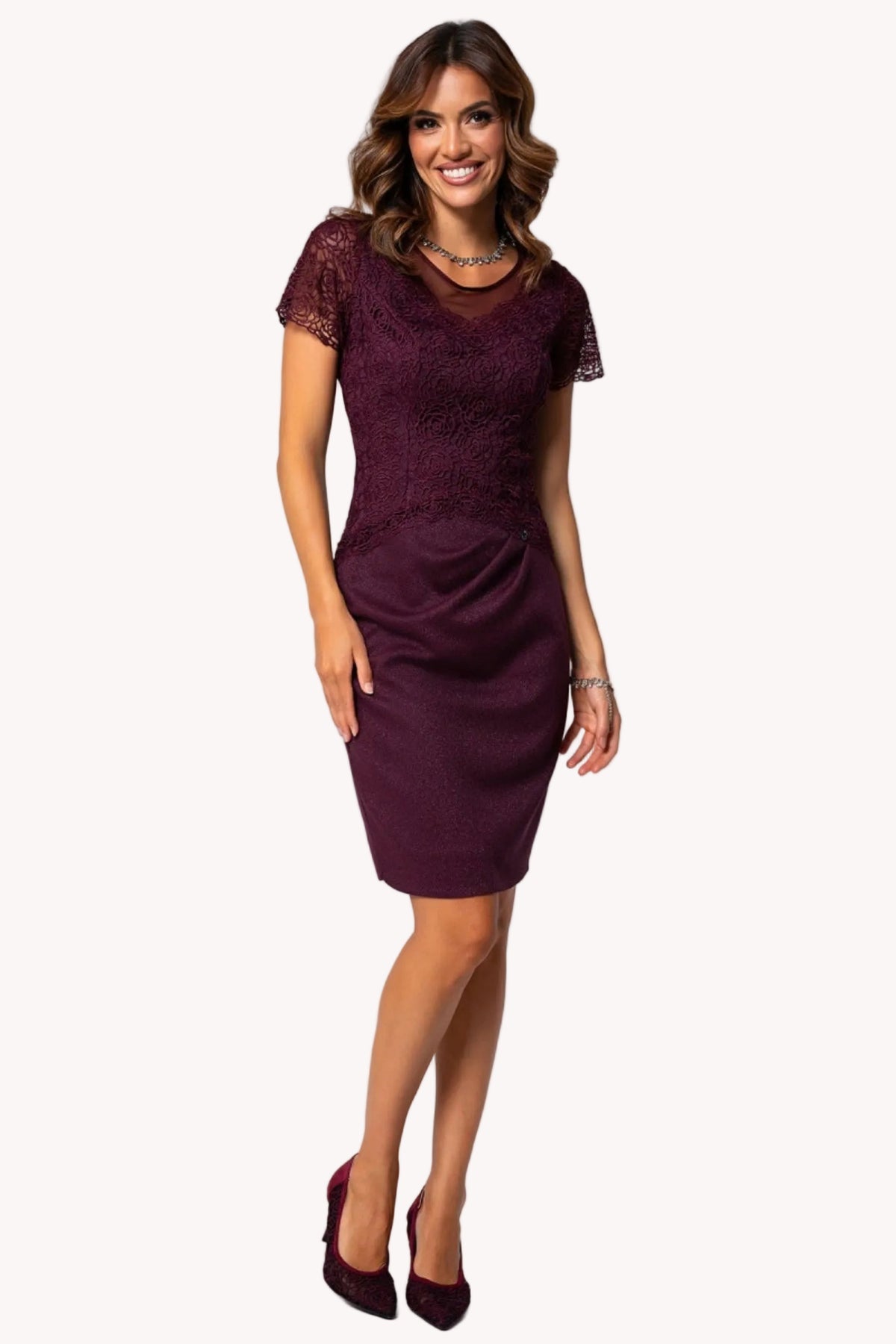 Burgundy Lace Cocktail Dress, Jody