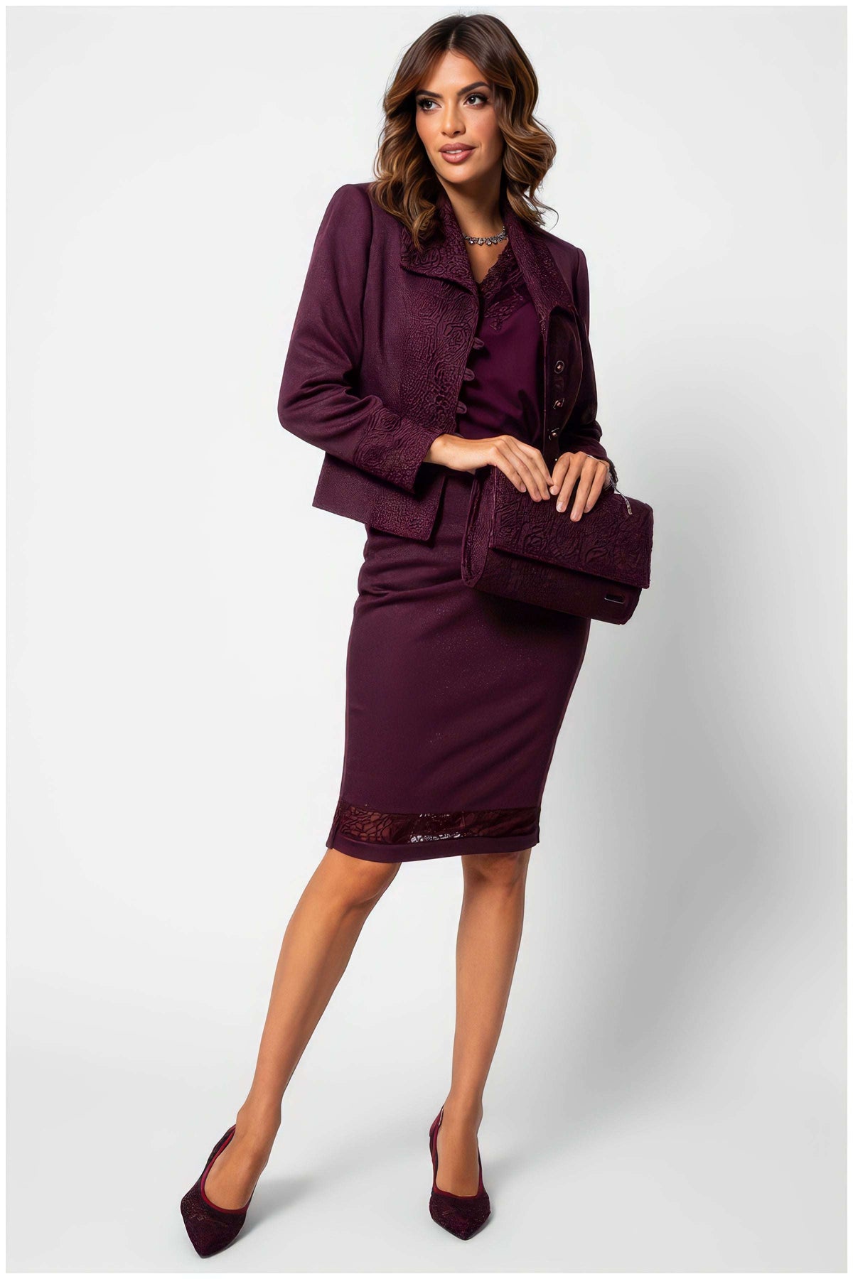 Bordeaux Lace Trim Blouse, Jody