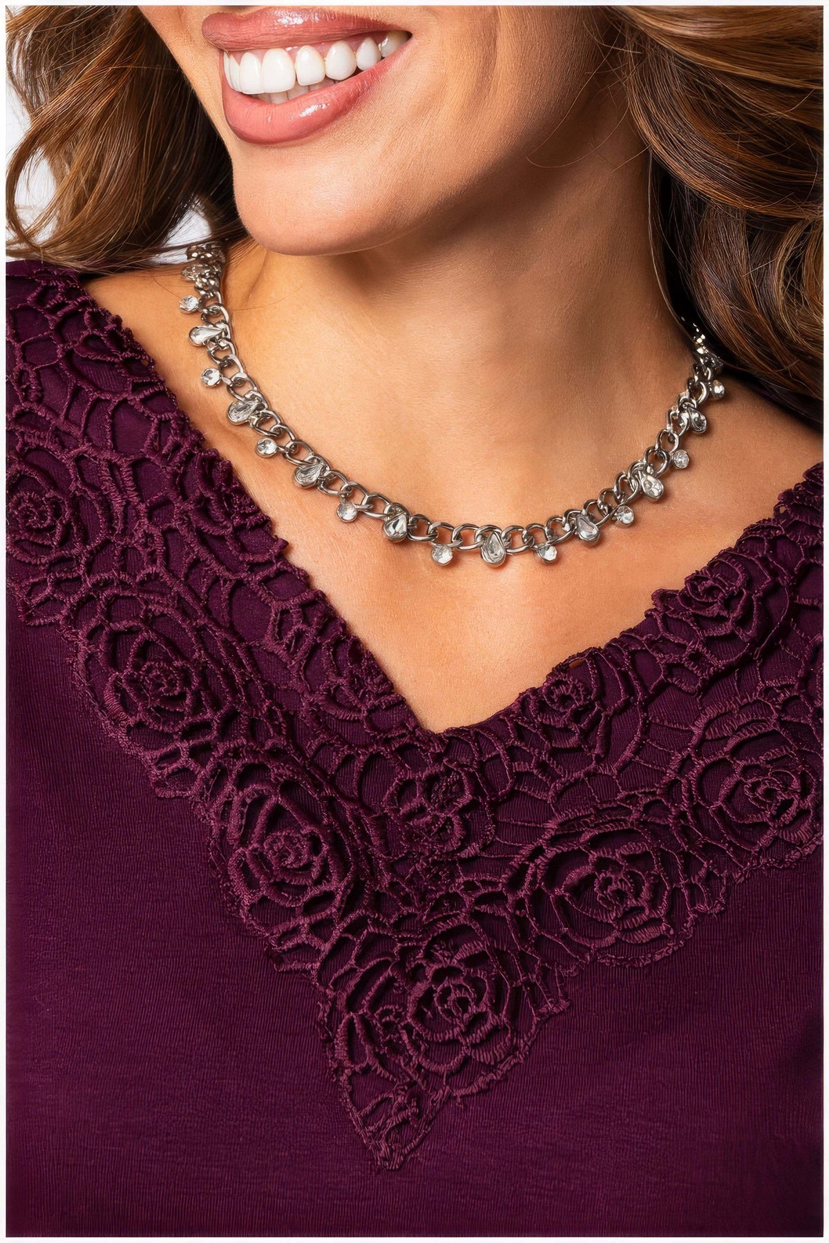 Bordeaux Lace Trim Blouse, Jody