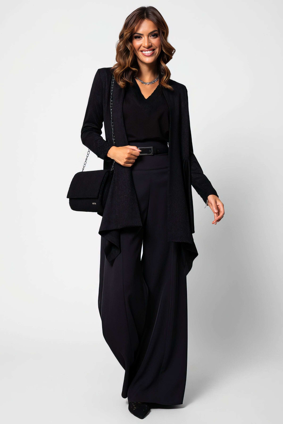 Black High Waisted Wide Leg Pants, Agatha