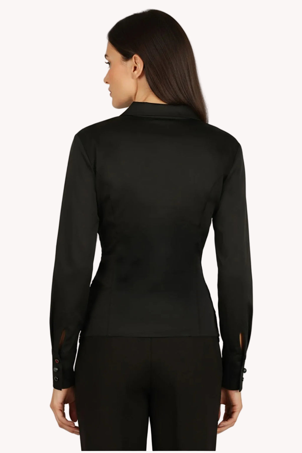 Black Button Wrap Shirt, Barbara