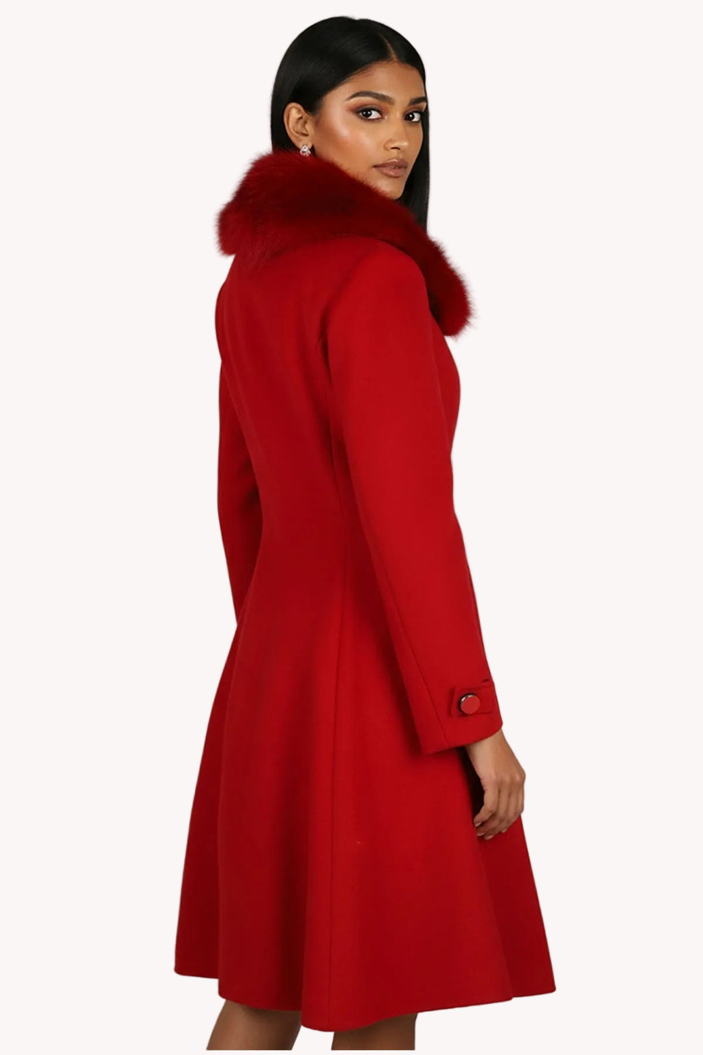 Red Wool Coat with Fur Collar, Lucy