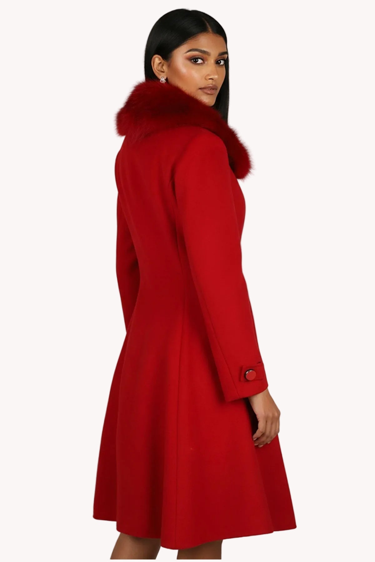 Red Wool Coat with Fur Collar, Lucy