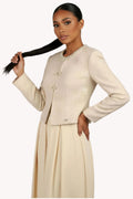 Ivory Jacquard Blazer with Pearl Details, Rhea