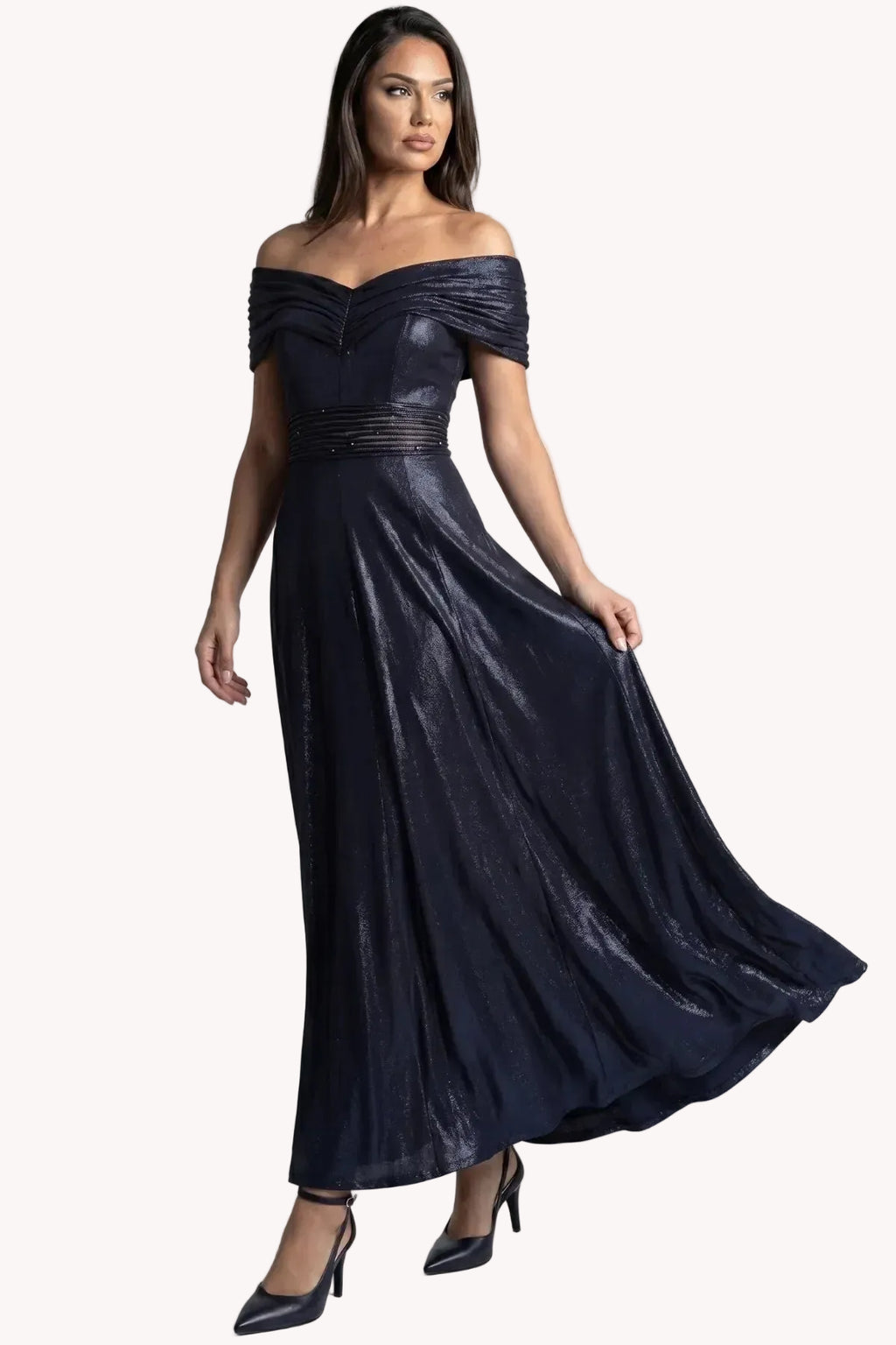 Navy Off-Shoulder Maxi Gown, Iris