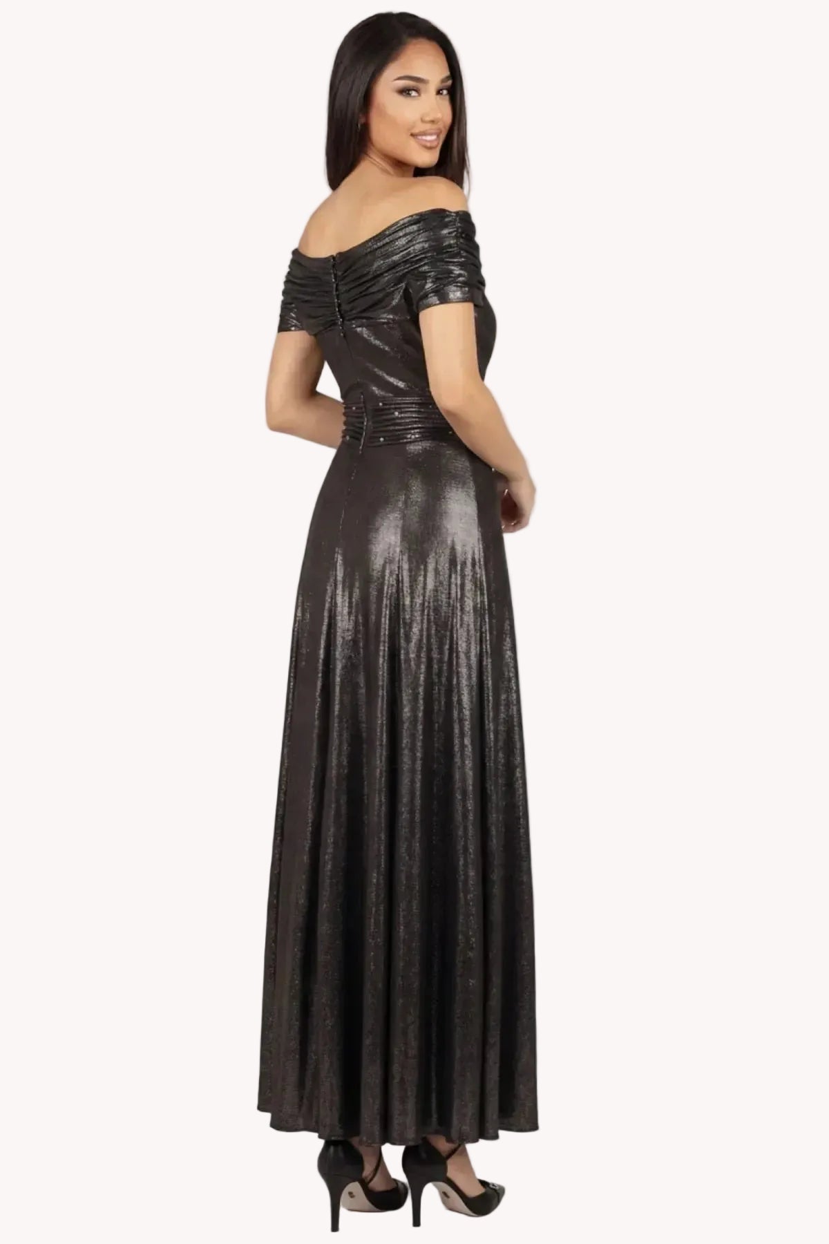 Gray Off-Shoulder Maxi Gown, Iris