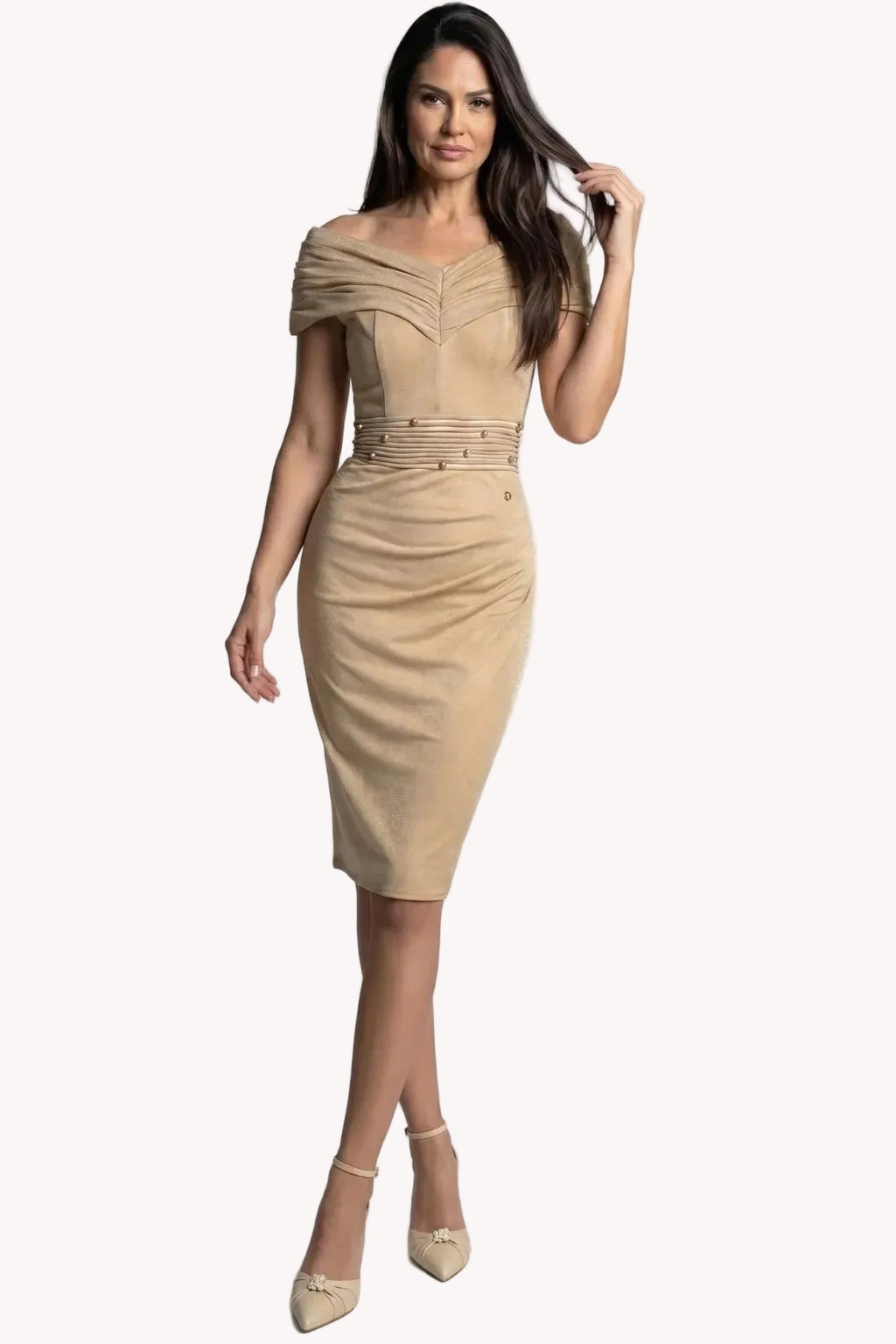 Gold Off-Shoulder Cocktail Dress, Iris