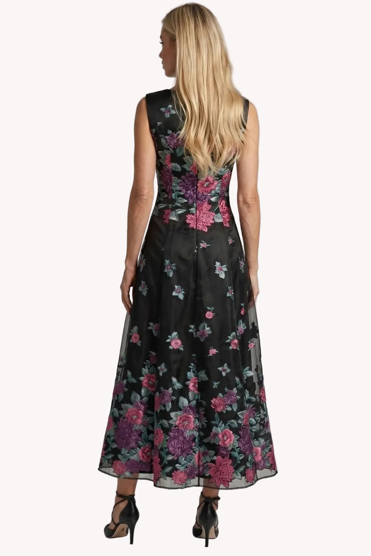 Black Cyclamen Floral Maxi Dress, Rina