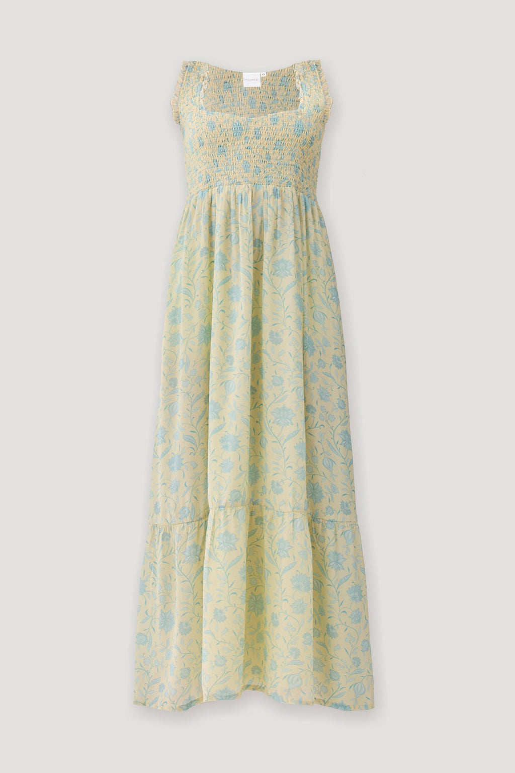 The Smocked Maxi Dress in Yellow Florals