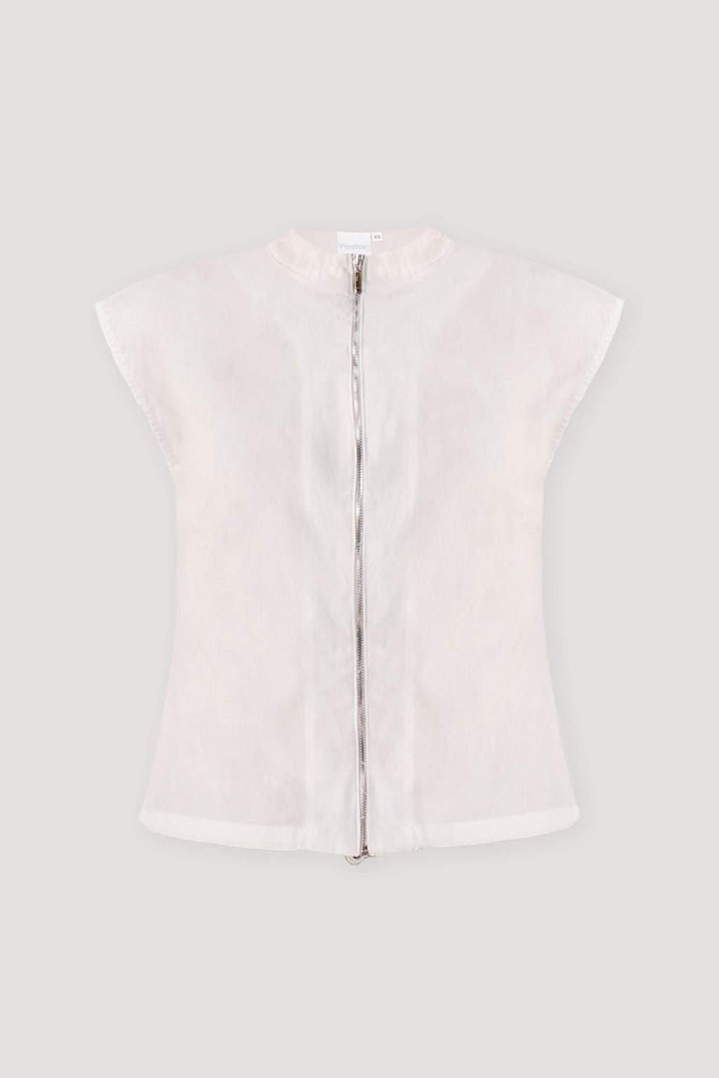 Front Zip Top in White