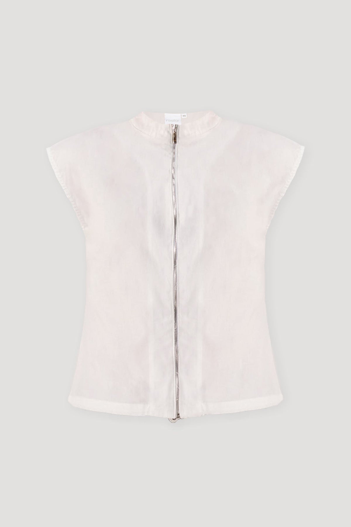 Front Zip Top in White