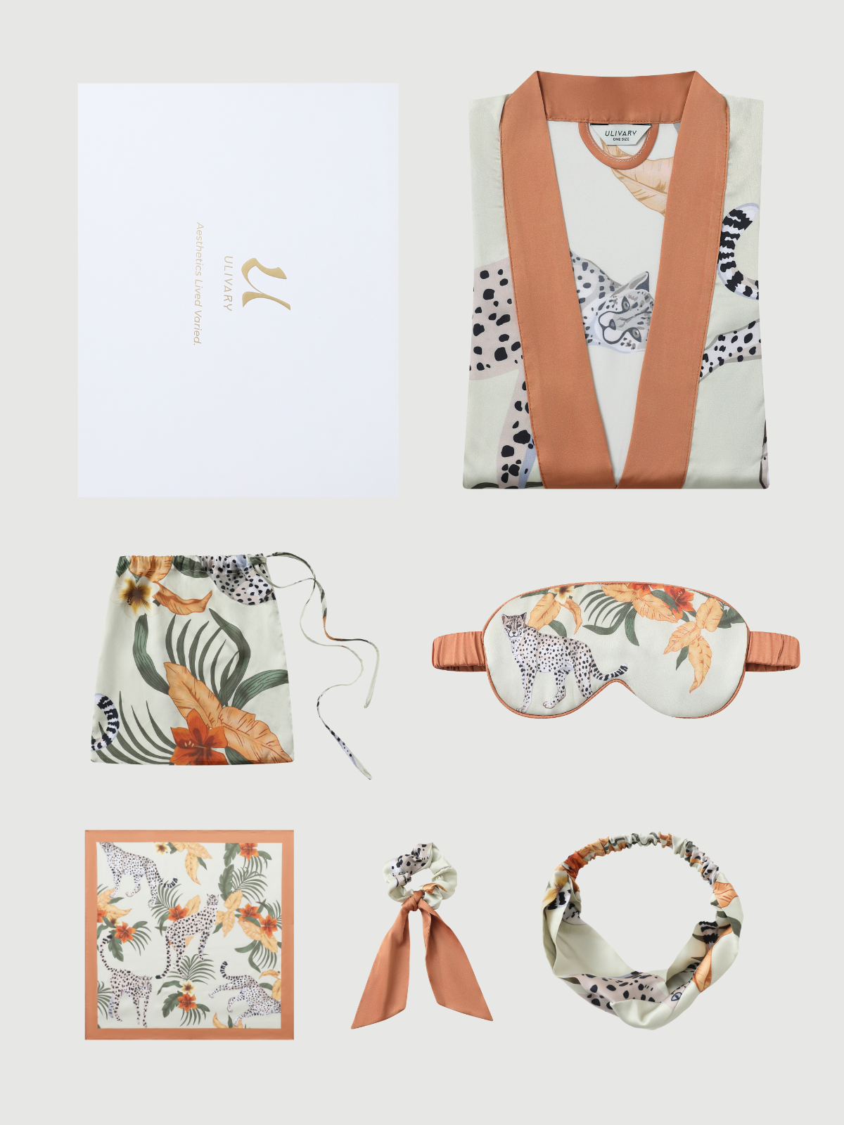 Orange Leopard Short Kimono Robe