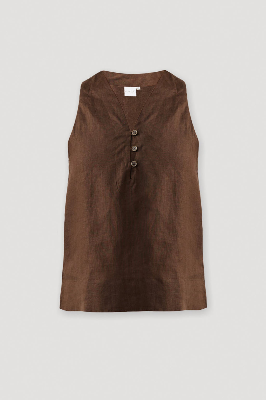 The Button Neck Top in Brown