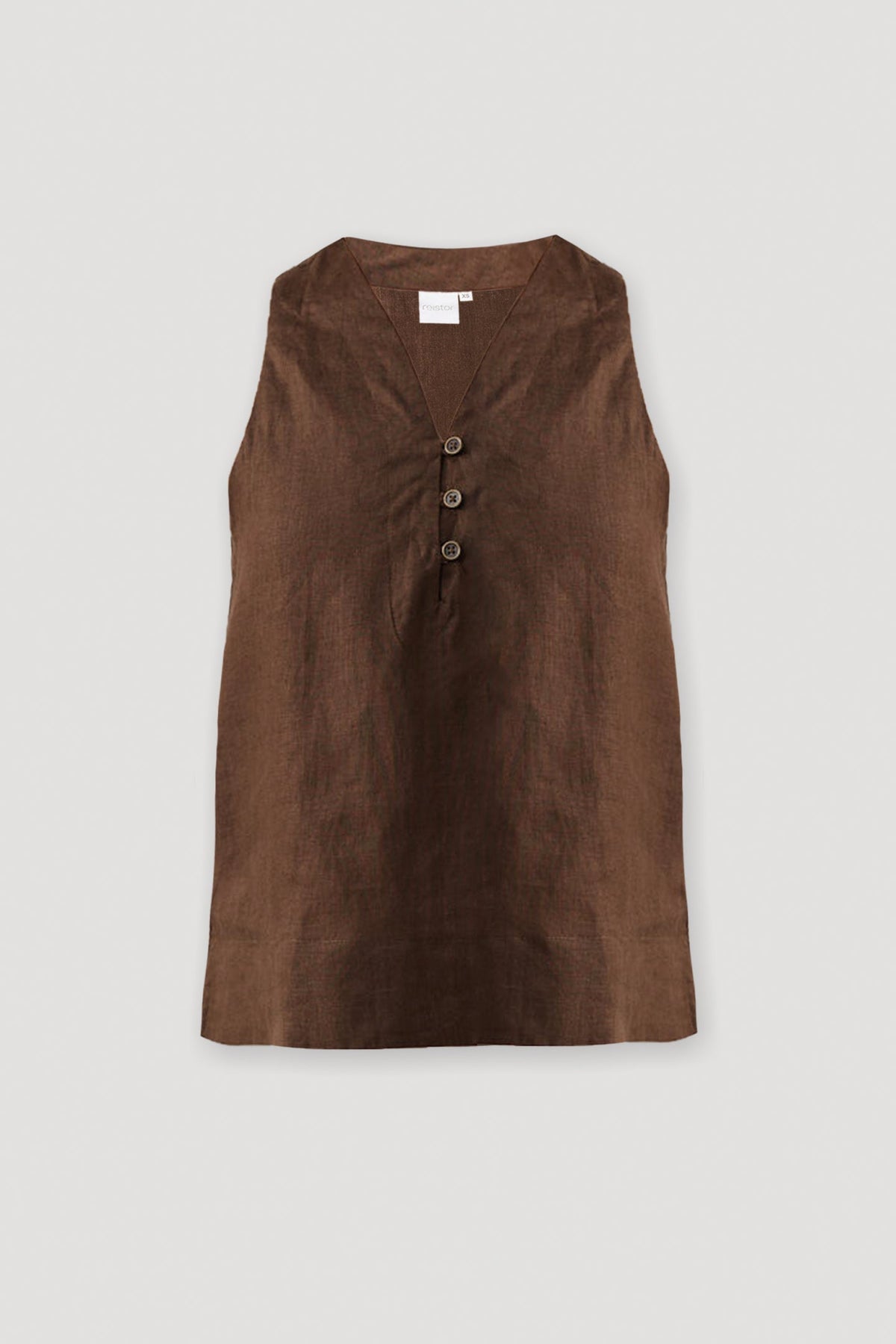 The Button Neck Top in Brown