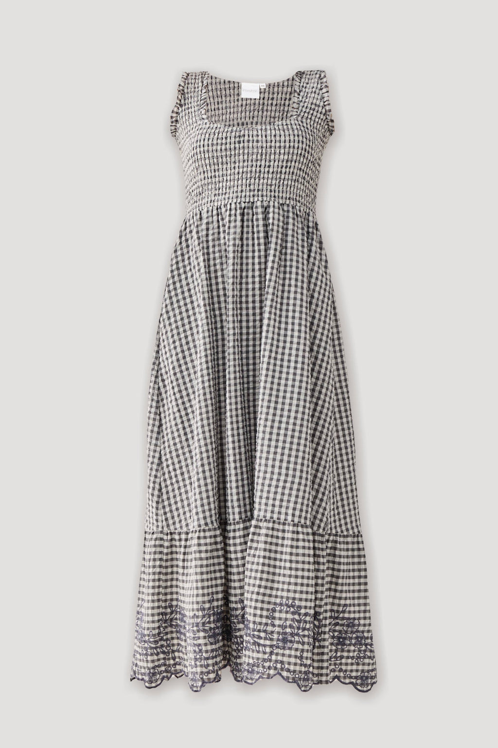 The Smocked Maxi Dress in Grey Check