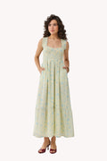 The Smocked Maxi Dress in Yellow Florals