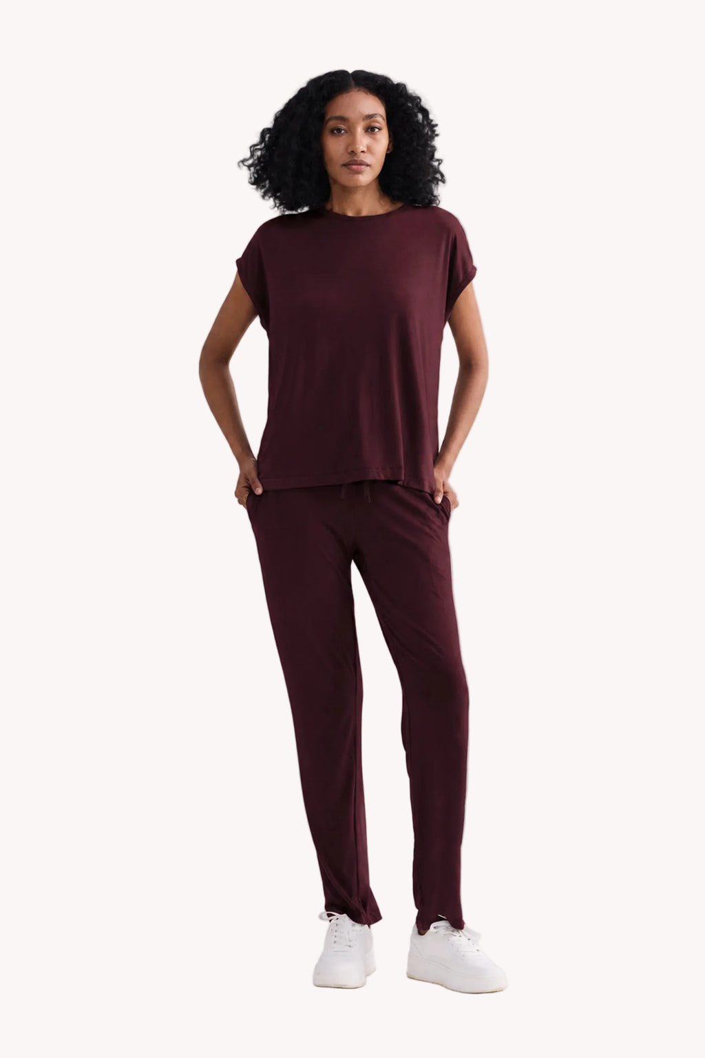 Relaxed Tee Set in Merlot