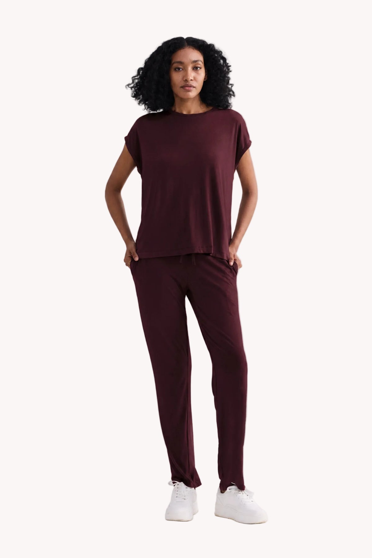Relaxed Tee Set in Merlot