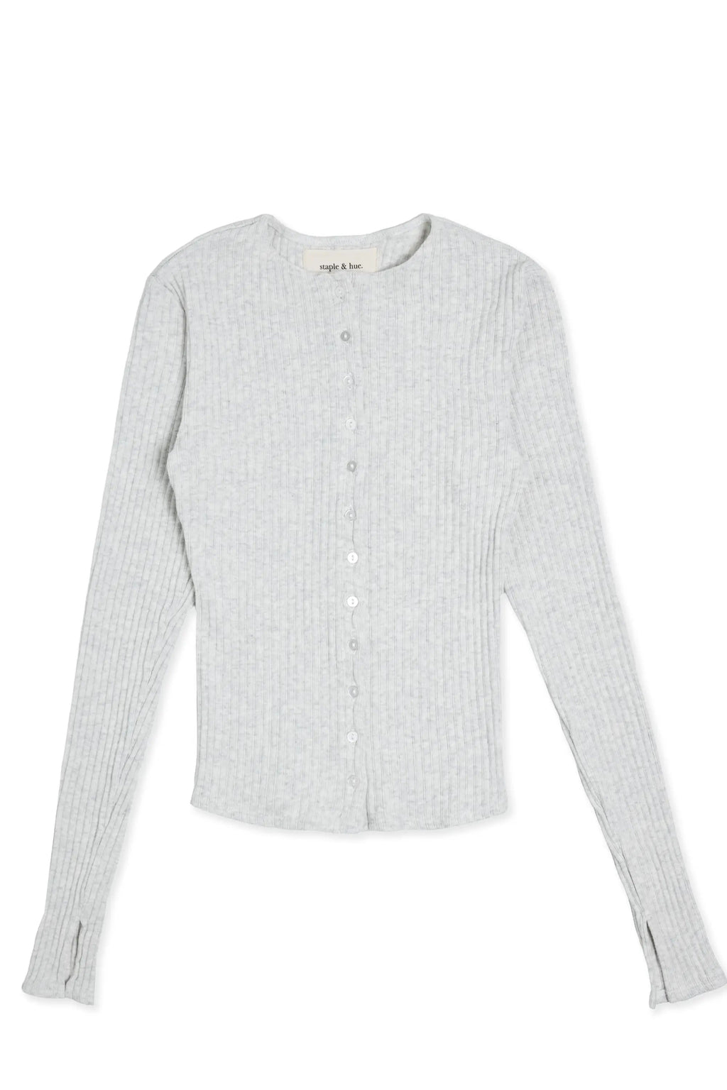 Rib Knit Cardi Grey Marle