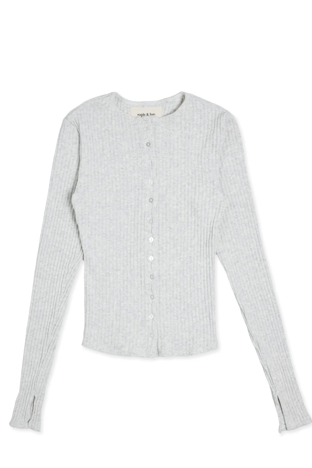 Rib Knit Cardi Grey Marle