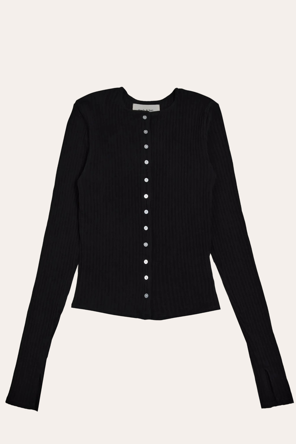 Rib Knit Cardi Black