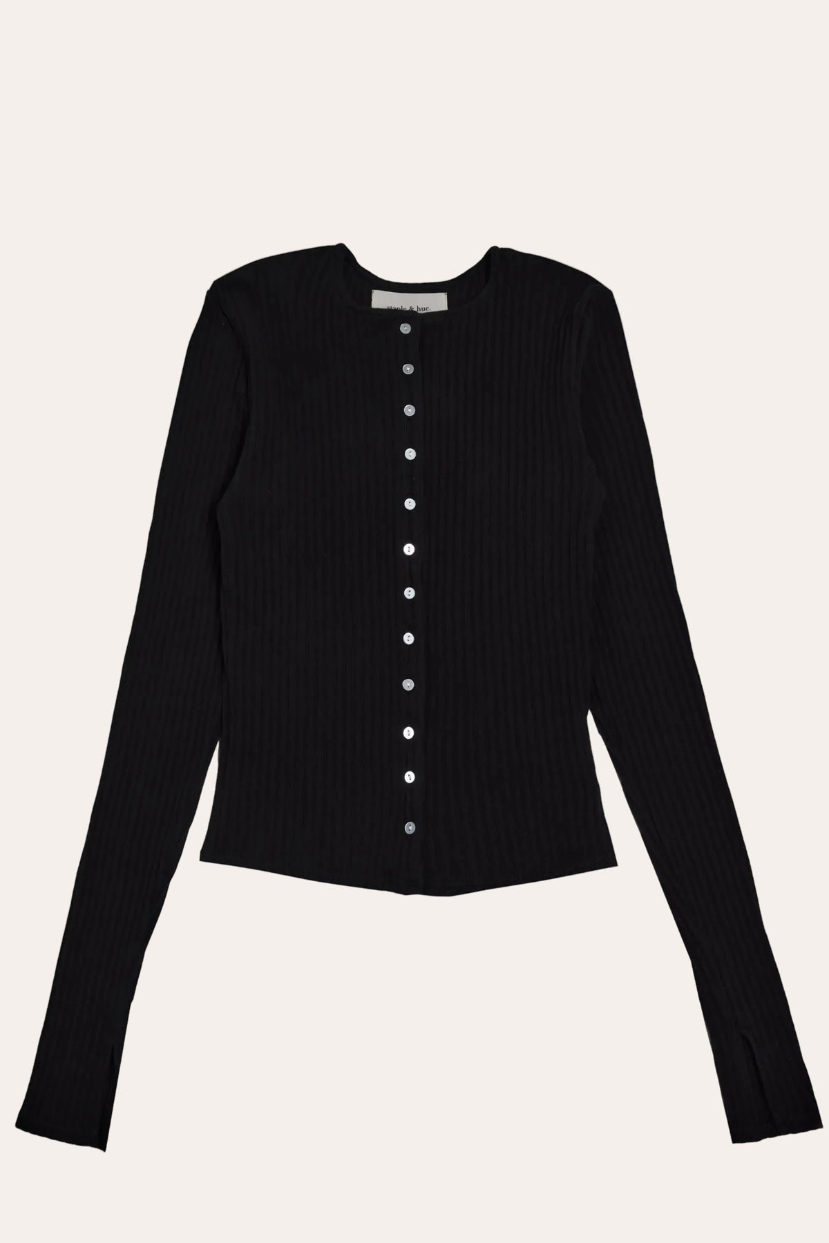 Rib Knit Cardi Black
