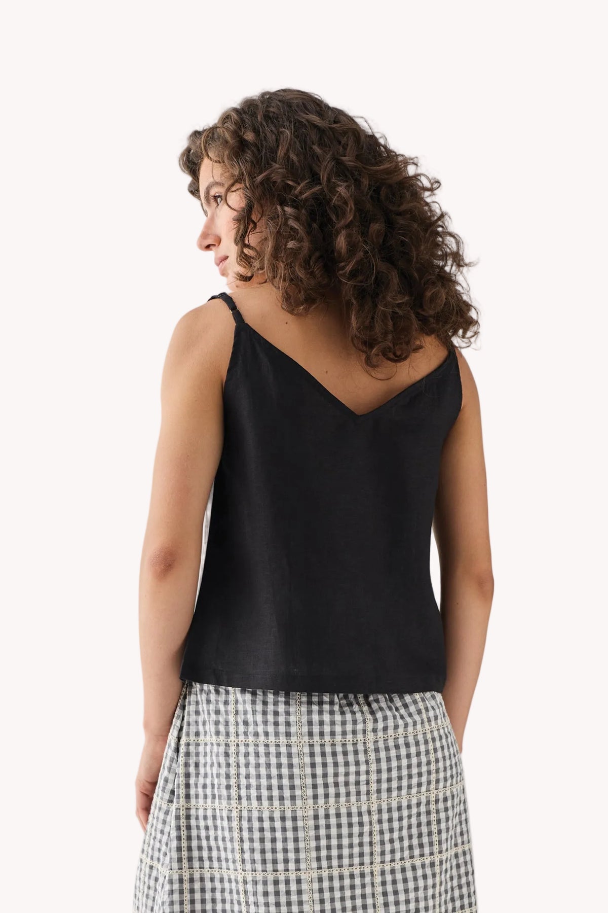 Hemp Front Tie Cami Top in Black