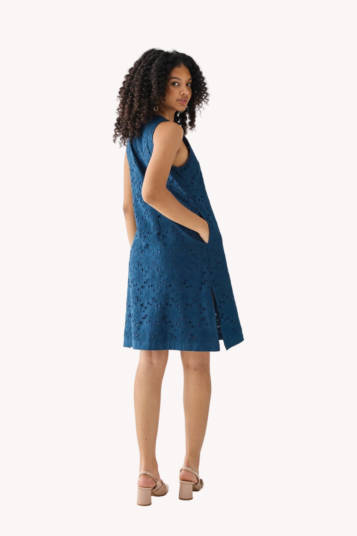Sleeveless Knee-Length Dress in Blue
