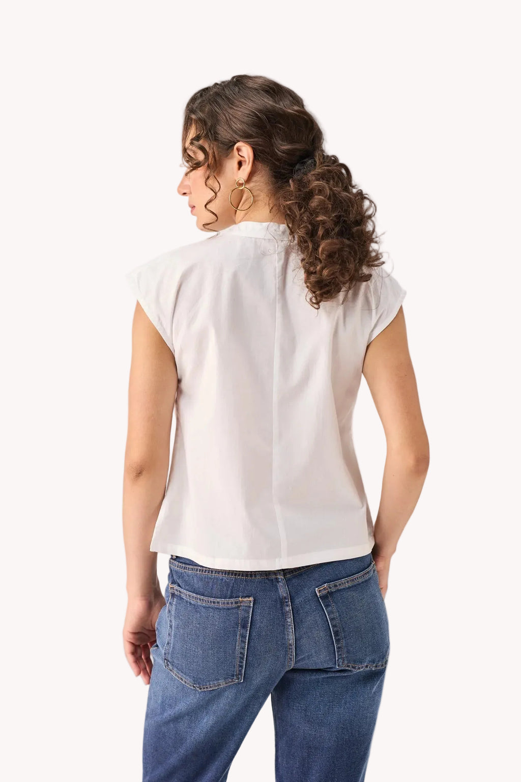 Front Zip Top in White