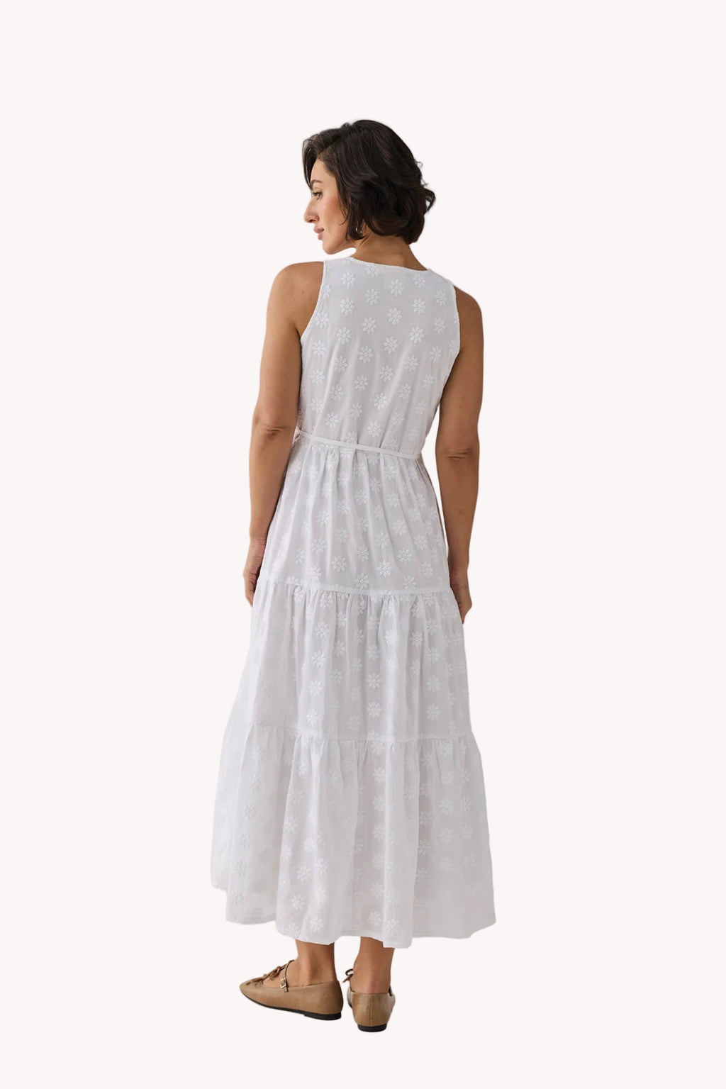 The Embroidered Tiered Wrap Maxi Dress