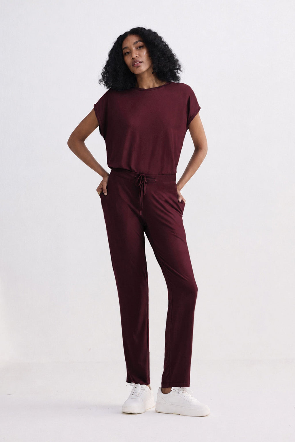 Relaxed Tee Set in Merlot