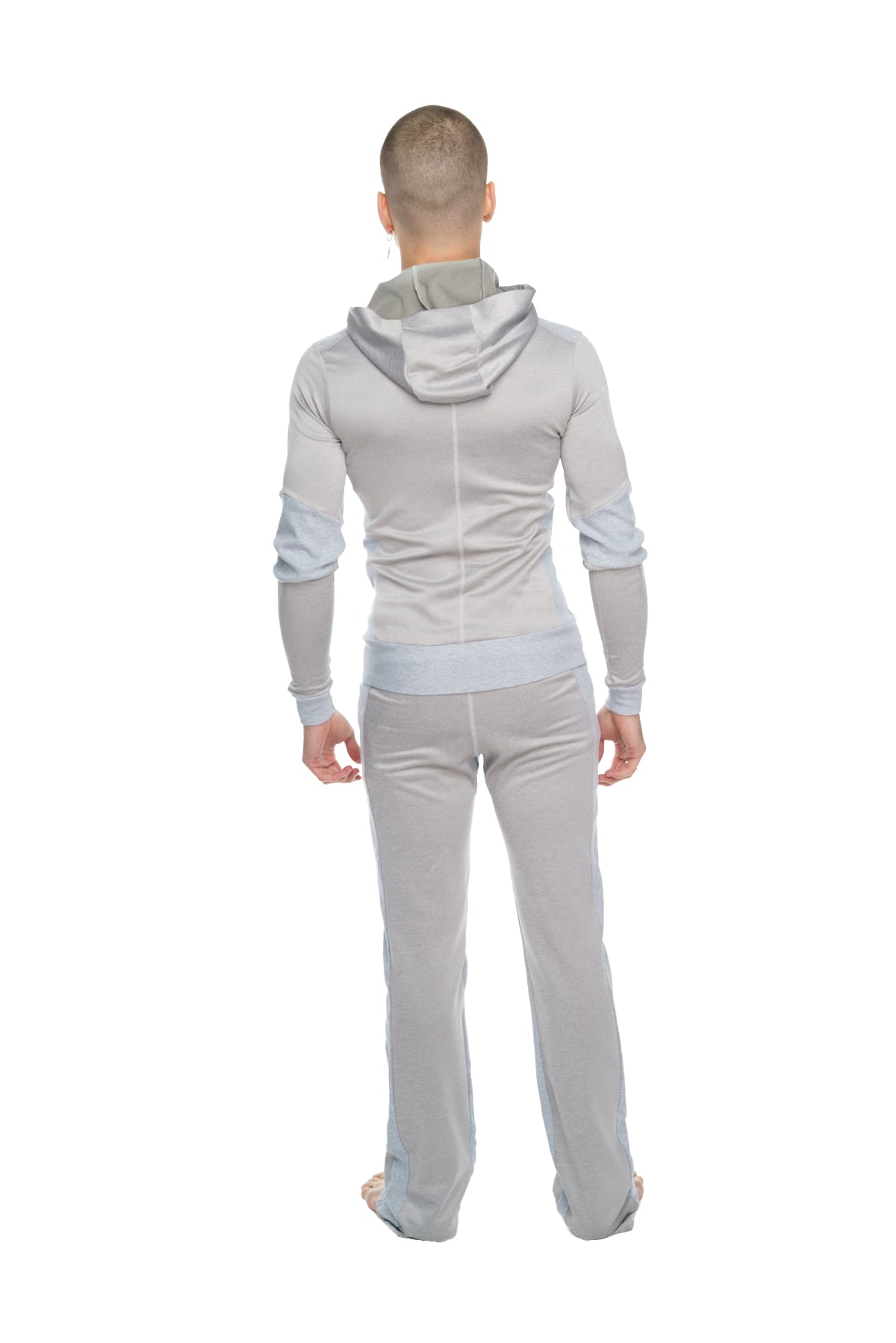 **Winter Collection** Mid-Weight Performance-Luxe-Fleece Form-fit Crossover Yoga Track Hoodie (Stainless Steel Grey)
